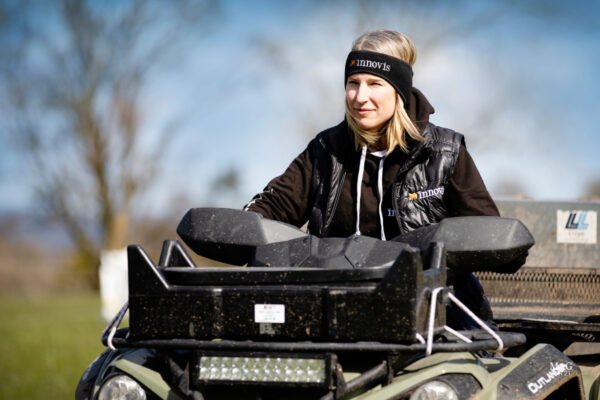 Bodywarmer and headband to be used when breeding livestock or farming British sheep breeds