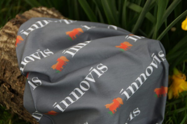 Innovis livestock farming logo printed on a snood